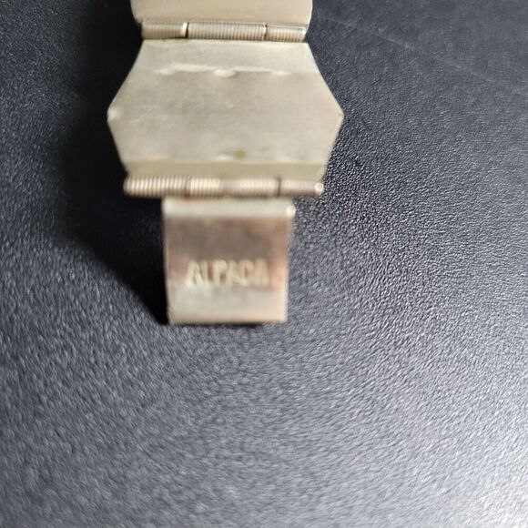 Vintage Aztec Mask Bracelet Black Onyx Alpaca Silver Beautiful 7” made in Mexico - Picture 10 of 16